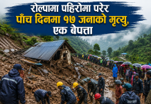 रोल्पामा पाँच दिनमा पहिरोबाट १७ जनाको मृत्यु, एक जना अझै बेपत्ता
